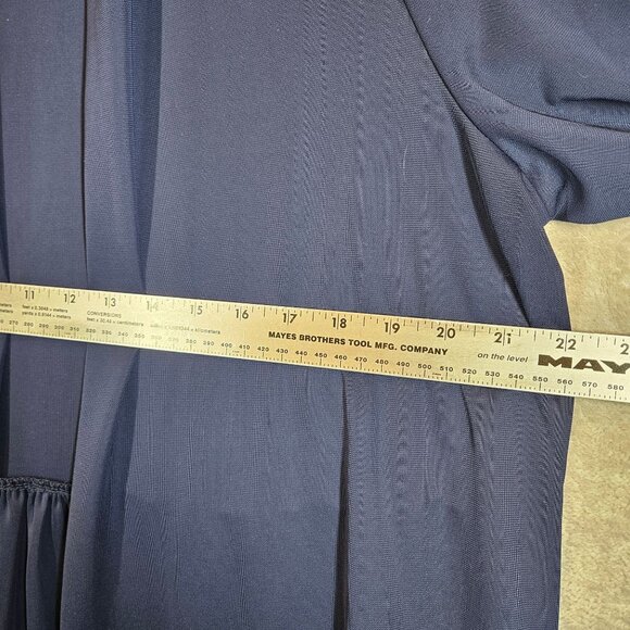 Susan Graver Premier Navy Womens L Open Cardigan Ruched Sleeves liquid silk - Picture 6 of 14